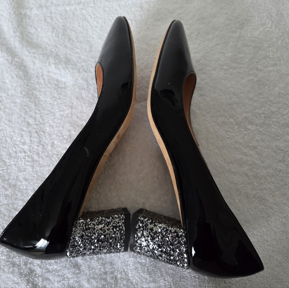 Kate Spade Charlize Glitter Heel Pumps Women's Size 7.5 Patent Leather Black - Picture 7 of 15